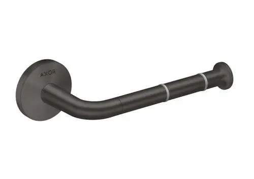 Wandmontierter Toilettenpapierhalter in brushed black chrome, mit geschwungener Form und runden Wandhalterungen, von der Marke AXOR.